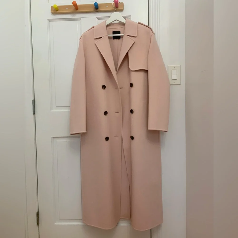 Theory Double Breasted Overcoat in Double Face Wool Cashmere - Picture 4 of 6